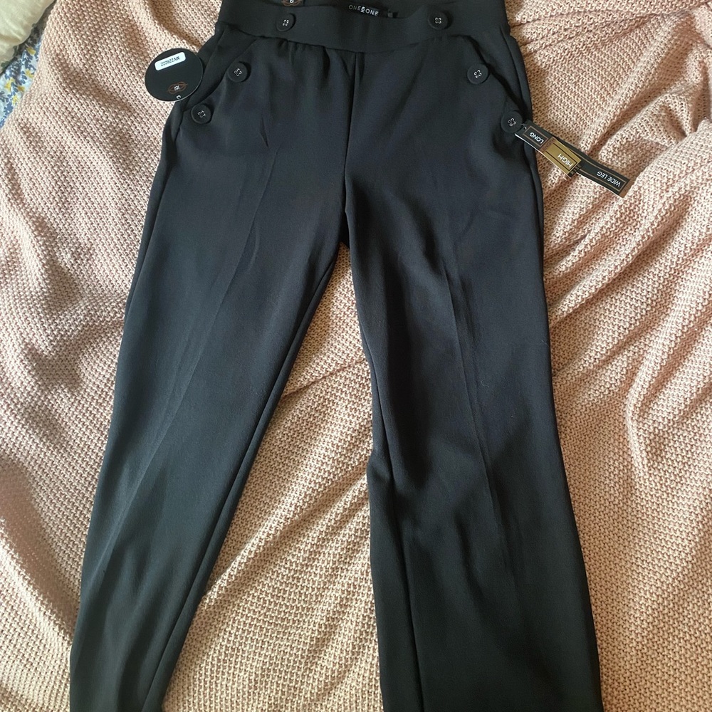 One5One Tina Button detail wide leg pant